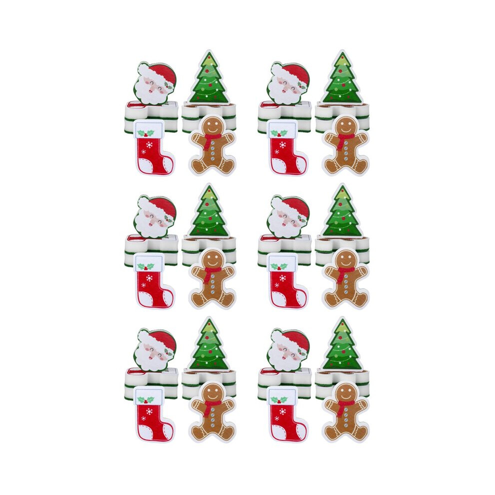 Semoic 48 Pcs Christmas Sponges Kitchen Dual Sided Dish Sponges For Washing Dishes Santa Christmas Tree Gingerbread