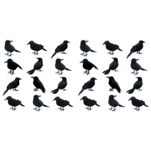 24Pcs Halloween Black Crows Feathered Crows Realistic Looking Handmade Feathered Crow , 3 Styles