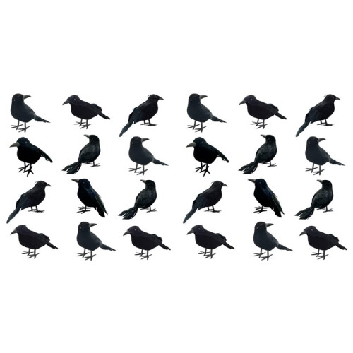 24Pcs Halloween Black Crows Feathered Crows Realistic Looking Handmade Feathered Crow , 3 Styles