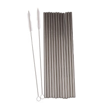 set of 12, Stainless Steel Straws, Reusable Metal Drinking Straws, Straight Straws + 2 Cleaning Brushes