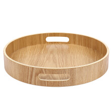 Round Serving Bamboo Wooden Tray for Dinner Trays Tea Bar Breakfast Food Container Handle Storage Tray 2