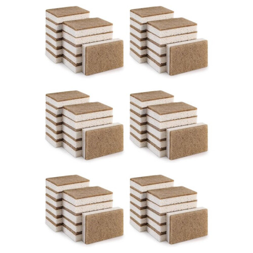 Eco-Friendly Natural Sponges for Dishes 72 Pack - Biodegradable Kitchen Sponge with Compostable Coconut Scrubber