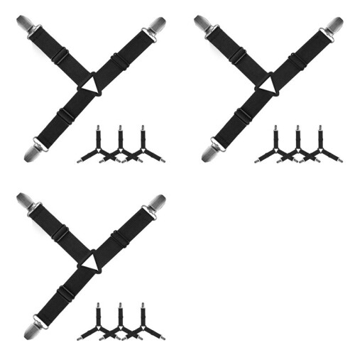 12X Grip Nonslip Bed Sheet Strap,Adjustable Elastic Fasteners with Iron Clips,Bedsheet Holder for Fitted Sheets