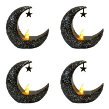 4X Sterren Maan Kandelaar Ramadan Festival Woondecoratie Wind Party Lantaarn Kaars Elektronische Desktop Lamp Mode D