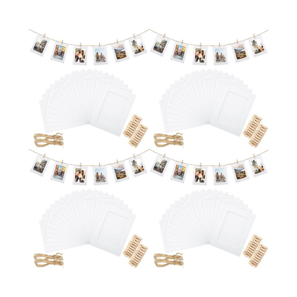 200Pcs Paper Picture Frames For 4X6inch Paper Photo Frames,Kit Diy Cardboard Photo Hanging Display For Home Office White 4713799175397