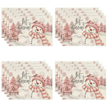 16PCS Xmas Trees Snow Christmas Placemats Winter Table Mats for Kitchen Dining Decoration B