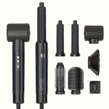 (UK Plug, black) 7 In 1 Hair Dryer Brush Brushless High Speed Hair Dryer with Diffuser Ionic Blow Dryer Hot Air Styling Comb Auto Hair Curler