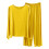 Women's Yellow Cotton Pajama Set Long Sleeve Solid Casual 2