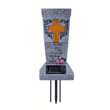 Vaso para cemitério movido a energia solar com luzes LED, vaso memorial com estaca removível, ornamento para túmulo em homenagem a entes queridos