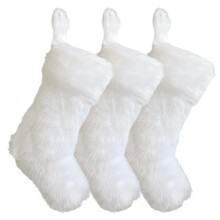 3Pcs 20" White Christmas Stockings for Tree, Fireplace & Holiday Decor – Compatible with Standard Hooks