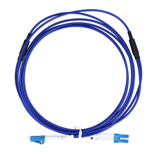 Single Mode 2 Core Armored Optical Fiber Patch Cord LC UPC Blue 5m for Network 1
