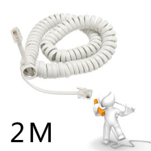 2M Coiled Telephone Handset Cord for RJ10 Phone Extension