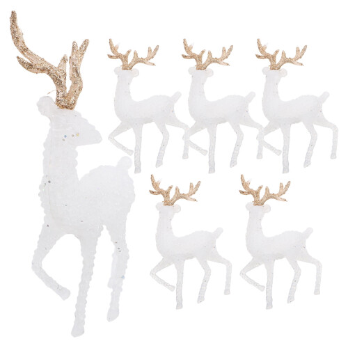 Reindeer Decor White Plastic 6 Pieces