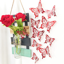 Autocollants papillons pour la Saint-Valentin (12 pièces, tailles assorties) pour décorer une fête, un salon ou une chambre – Rouge