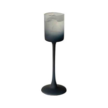 Vintage Cylindrical Stemmed Glass, 4.4Oz Frosted Black Tall Goblet Glasses for Wine, Champagne And Cocktail