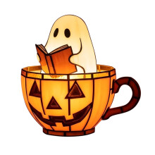 Lampa do czytania w kształcie ducha na Halloween – miękka, zmieniająca kolor dioda LED, zasilana bateryjnie, przenośna, kompaktowa dekoracja do