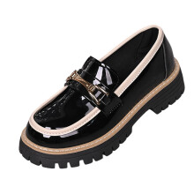 Schwarze Damen-Slipper, mittelhoher Absatz, runde Zehenpartie, zum Hineinschlüpfen, glänzendes Leder, dicke Sohle, bequem – EU 41, 644 g