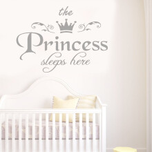 Stickers muraux La Princesse, autocollant mural en vinyle découpé, gris, pour salon ou chambre à coucher.