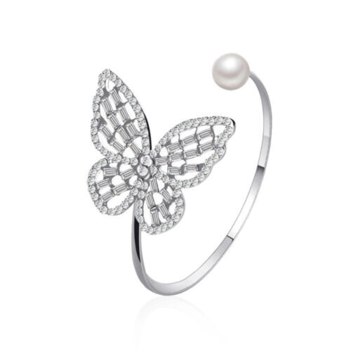 Butterfly Bangle Bracelet 925 Silver with Cubic Zirconia
