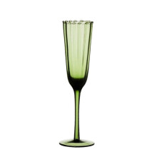 Vintage Champagne Flute Green Lace High Footed 6.76 oz