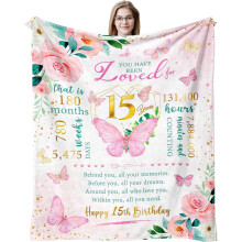 Quinceanera Throw Blanket – 30"x40" Birthday Gift for 15-Year-Old Girl, Compatible with Teen Bedroom Decor