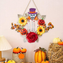 Ghirlanda di foglie di zucca per decorazione - Decorazione versatile da appendere alla parete per interni ed esterni con bacche e fogliame - Creativa