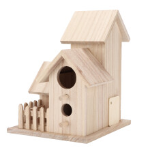 Outdoor Birdhouse for Wild Birds Paulownia Garden Nest with 3 Rooms