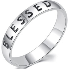 4 mm roestvrijstalen trouwring met inspirerende mantra's over liefde, geloof, hoop en zegen.