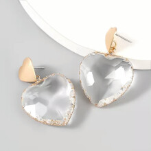 925 Silver Heart Drop Earrings Crystal Women Wedding Jewelry