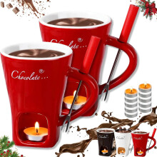 Mug à fondue au chocolat mignon, avec fourchette et bougie, 2026. Nouveau mug à fondre le chocolat fait main, pour desserts au chocolat et au