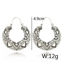Retro 925 Silver Hollow Hoop Earrings for Women A Pair