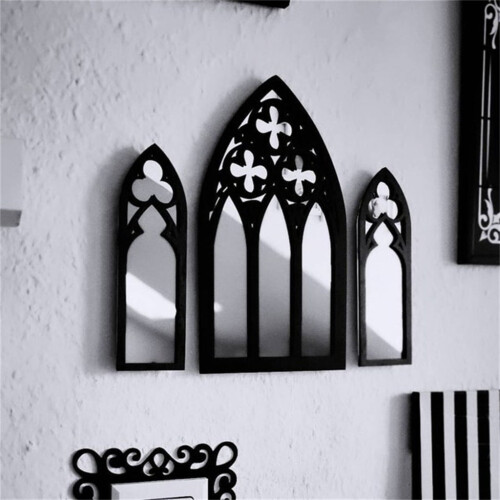 Gothic Cathedral Window Mirror Set of 3 Arched Clear 1