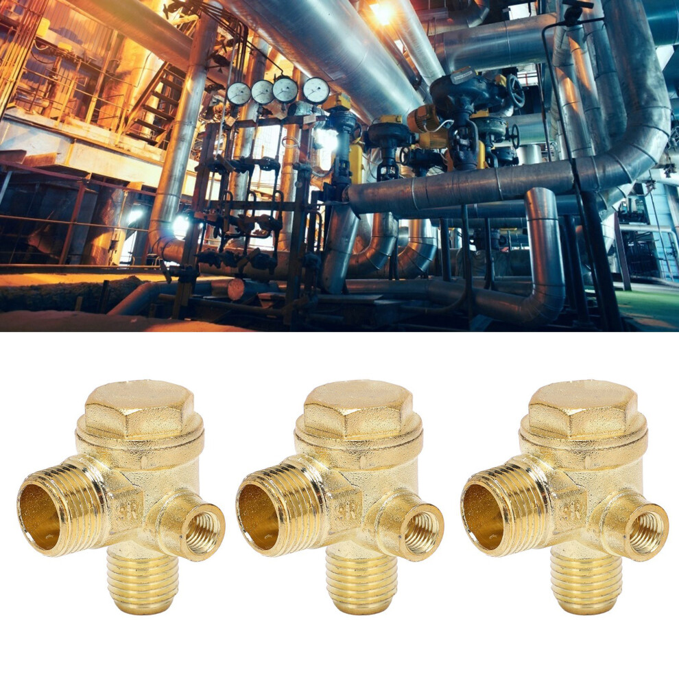 3Pcs Brass 3-Way Check Valve For Air Compressors, 8Mm-16Mm Threads 5001390714640