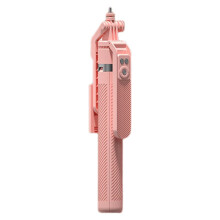 Perche à Selfie Rotative à 360 de 1,8 M avec Trépied à Quatre Pieds, Télécommande  et Extension pour Smartphone (Rose)