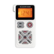 Pocket Radio Portable FM AM MP3 Radios Recevier Sleep Timer 3.5mm Headphones Jack TF Card Music Player White