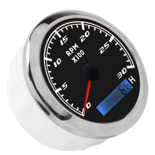 85 mm IP67 Edelstahl-Peilertachometer für Auto, Boot, Marine, schwarz
