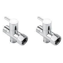 2X Bidet T Adapter, Brass T Adapter with Shut-Off Valve 3-Way Tee Connector 7/8In X 7/8In X G1/2
