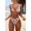 (M, Multi) Bikini Set for Women Solid V Neck Knot Front Push Up High Leg Thong Two Piece Swimsuit 5