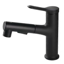 Robinet de lavabo, robinet de salle de bain avec douchette extractible 2 modes, noir mat