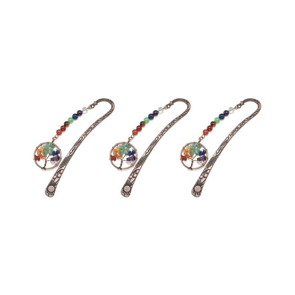 3X Chakra Crystal Bookmark Vintage Metal Tree Bookmarks For Women Student Teacher Graduation Christmas Gift 6032337705307