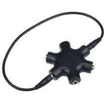 2X 1 Tot 5 Audiosplitter 3,5 mm Audiorouter Scheidingsapparaatadapter met 3,5 mm Draad Zwart