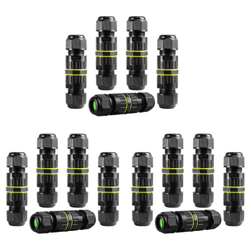 15Pc IP68 Waterproof 2 Way 3-Core Junction Box Electrical Cable Connector M16 Wire Range(3.5-10mm), Repair Cables