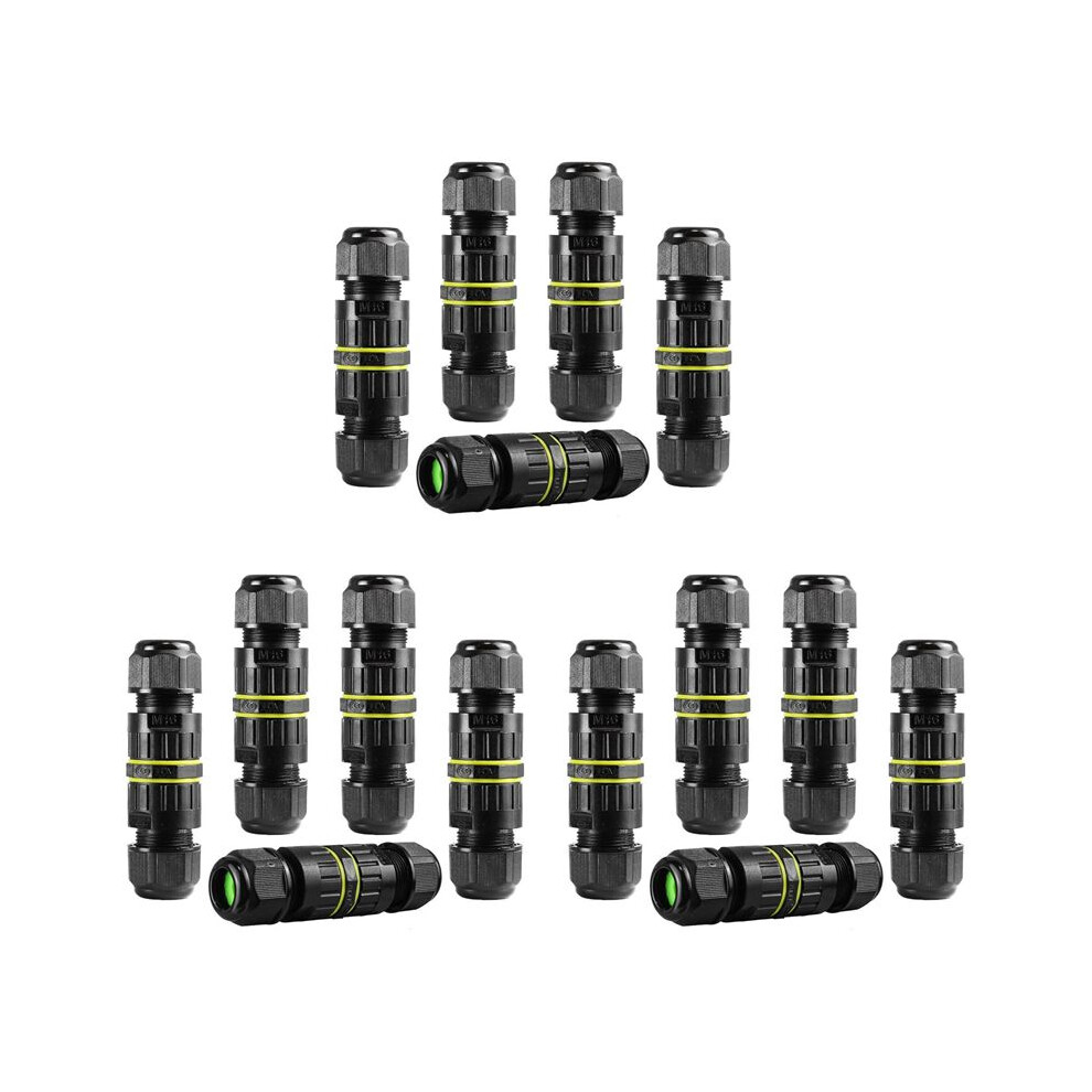 15Pc Ip68 Waterproof 2 Way 3-Core Junction Box Electrical Cable Connector M16 Wire Range(3.5-10Mm), Repair Cables 6032794291641