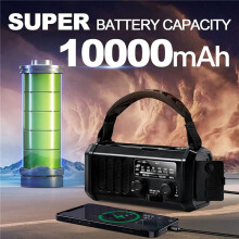 2X Emergency Weather Radio FM/AM/WB,Portable Hand Crank Radio,Flashlight ,Solar Powered 10000mAh for Outdoor Camping