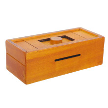 Portable Wooden Brain Teaser Puzzle Box for Cash and Gift Storage