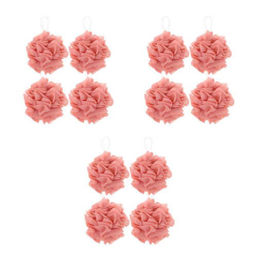 12Pcs Orange Mesh Pouf Bath Sponge - Soap Bar Loofah with Quick Drying