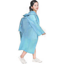 (blue)Kids Waterproof Rain Coat, Eva Rain Poncho With Hood For Girls Boys, Children Raincoat With School Bag Cover