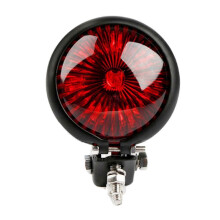 (Black - Red) Rear Tail Light High Brightness Small Round Retro Motorcycle LED Brake Tail Signal Light