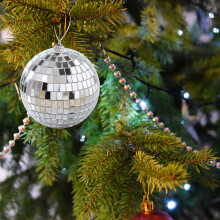 Silvery Foam & Glass Christmas Tree Baubles 2cm-6cm Decorations