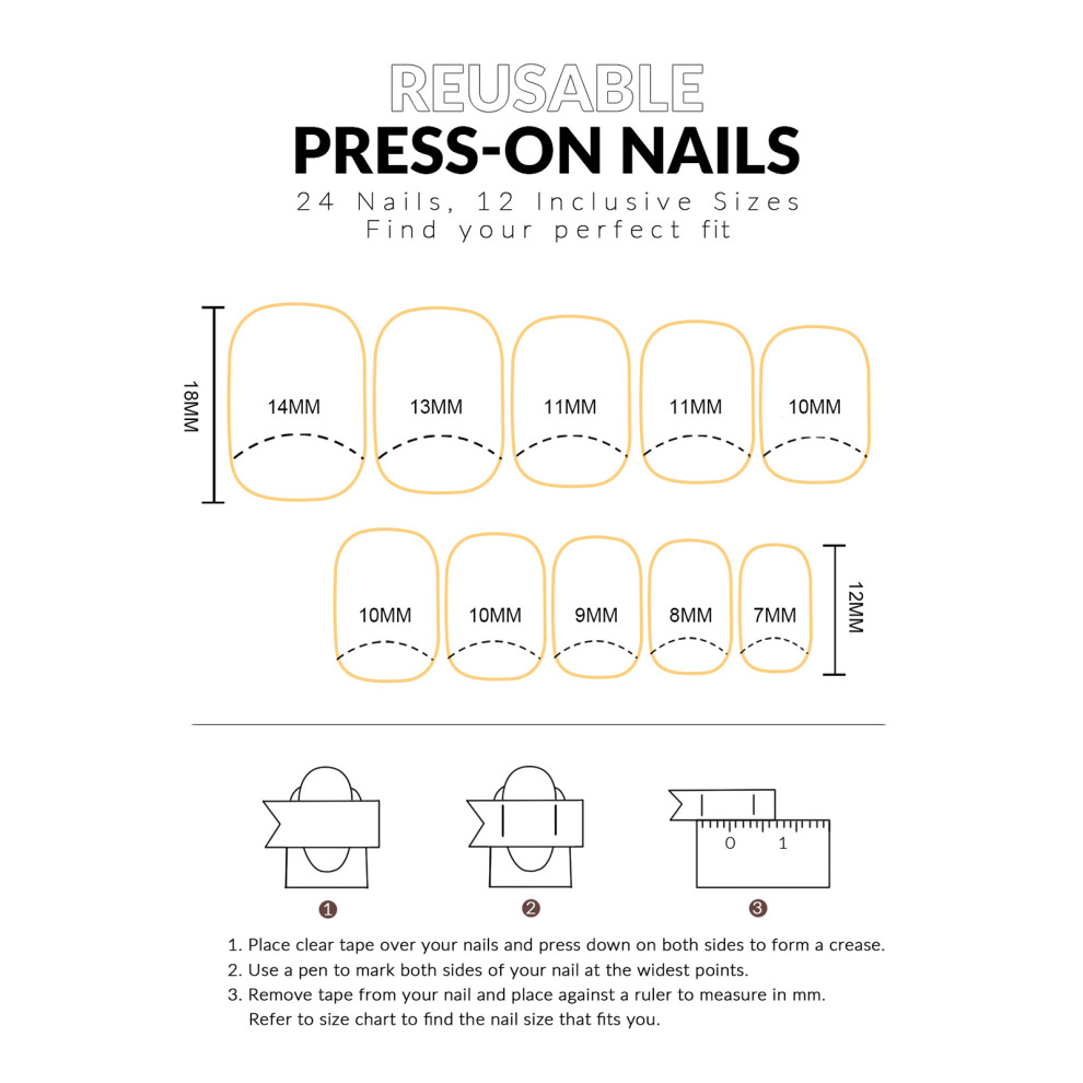 Hue-Grain 24Pcs French Tip Fake Nails - Durable & Stylish